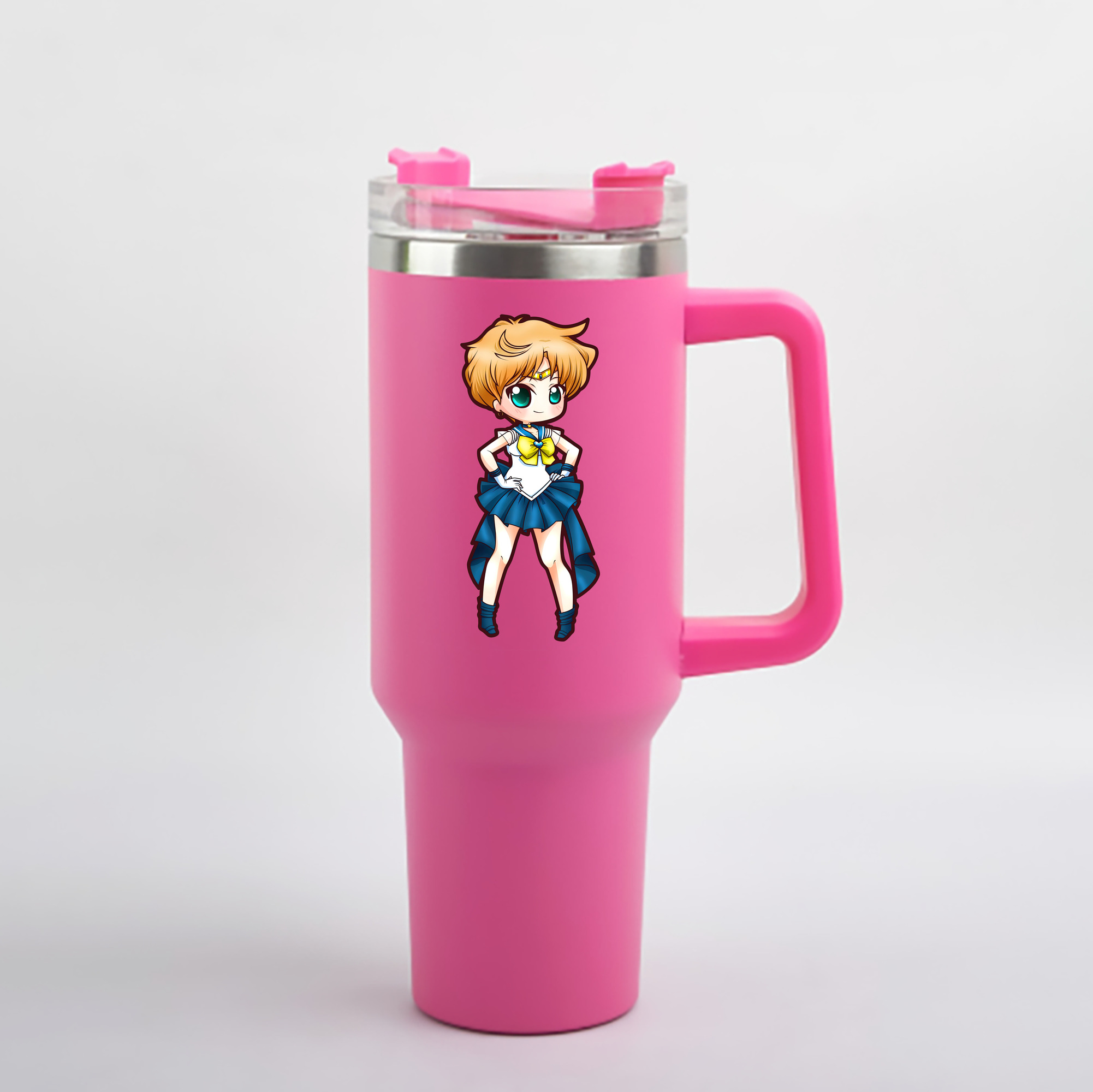 （画像用） 美少女戦士セーラームーン 天王はるか Sailor Moon Tenoh Haruka 1200mL車用タンブラー - クリスタルステッカー（プラスチックストロー付き）